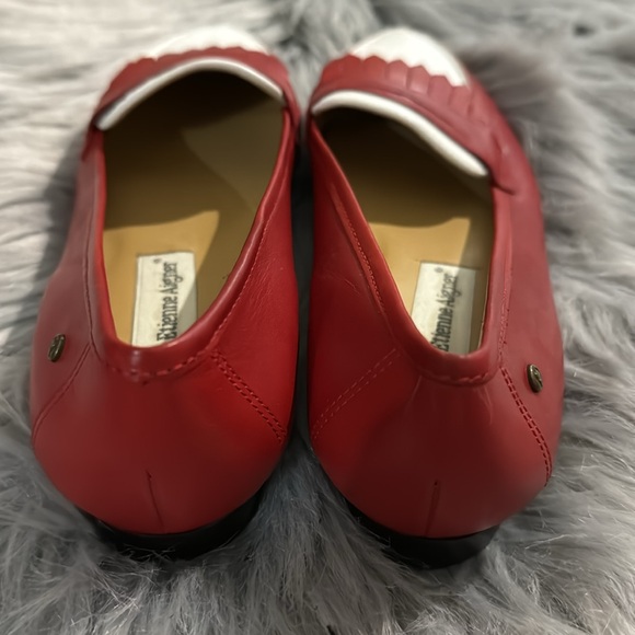 Vintage Etienne Aigner Leather Penny Loafers 7.5 Red White Carmina Bass Oxford - Picture 5 of 15